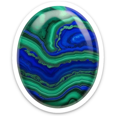 Oval azurite malachite cabochon showing rich blue azurite and vibrant green malachite bands sticker