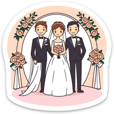 wedding celebration with stylish men sticker