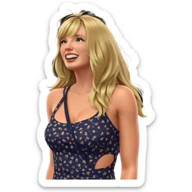 blonde girl in simple dress sticker