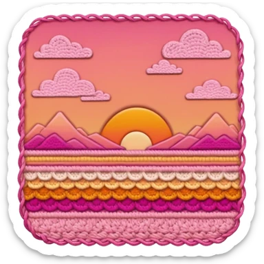 crochet stitch (it has a color like a peach-pinky sunset)  sticker