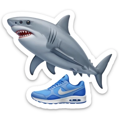 A  3 leged shark with blue nike shoes  sticker