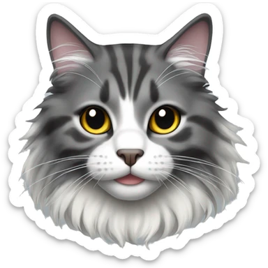 Dark grey white maincoon cat sticker