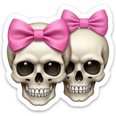 Skull with a pink bow with a male counterpart sticker