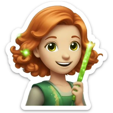 A red-haired girl with green eyes who loves magic sticker