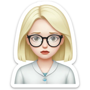 Pale girl with glasses sick sticker