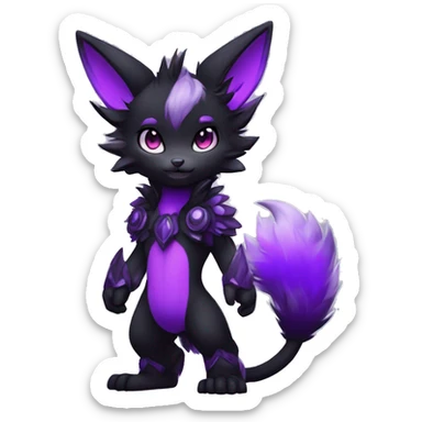Anthro-Edgy-Cool-Black-Purple-Contrast-Colors-Fantasy-Fur-Sona-Chibi-Shiny-Fakémon-Hybrid full body sticker