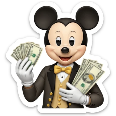 mickey mouse  with cash  sticker