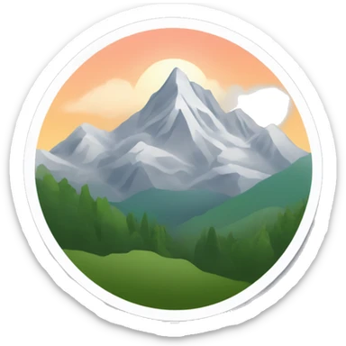 Create a sticker with mountains, white outline, transparent background, and the caption "Урал" sticker