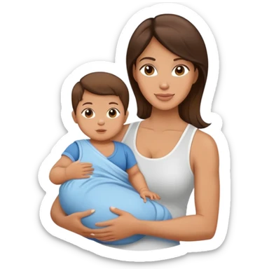 Light brunette fit mom with baby boy sticker