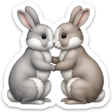 Two rabbits kiss  sticker