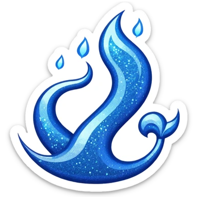 marine blue glitter fire sticker