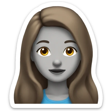 Girl with long brown hair and blue eyes that’s tan and has a wolf haircut  sticker