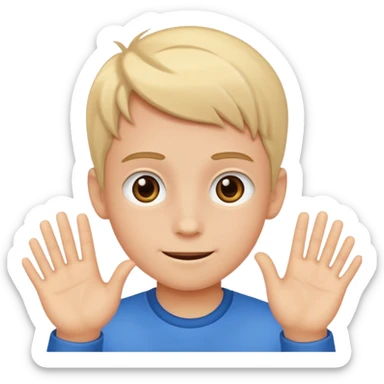generate emoji of boy saying hii in normal skintone or bright skin tone sticker
