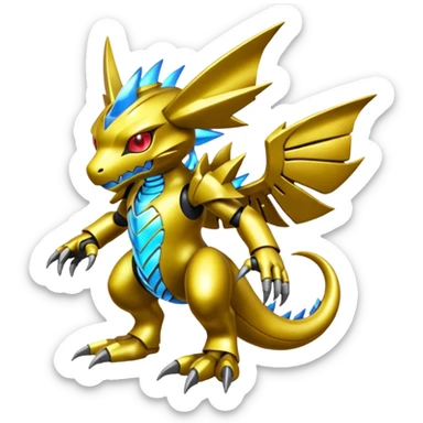 Modern Cyber Lombax-Digimon-Fakémon-creature, full body sticker