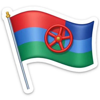 Bandera gitana con rueda roja enel medio i azul arriba dela bandera i verde abajo sticker