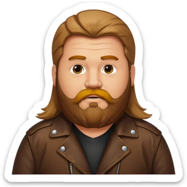 Long hair very fat men with beard in leather jacket sticker
