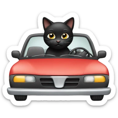 Black cat driving car sticker