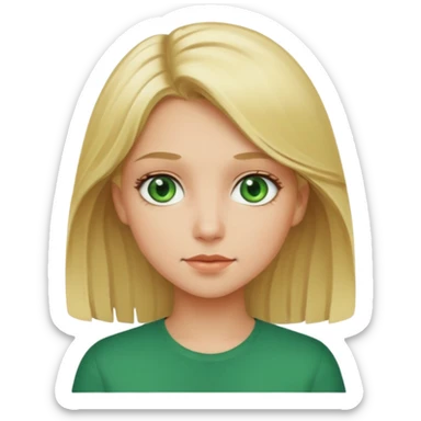 Blonde girl with medium hair and green eyes sticker