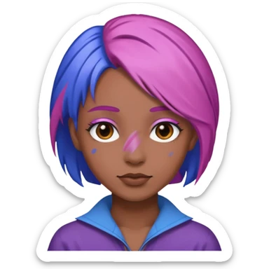 Blue pink and purple Razor with brown hair sticker