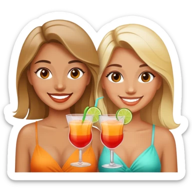 two girls with cocktails  sticker