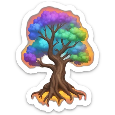 Simple tree in rainbow fire sticker