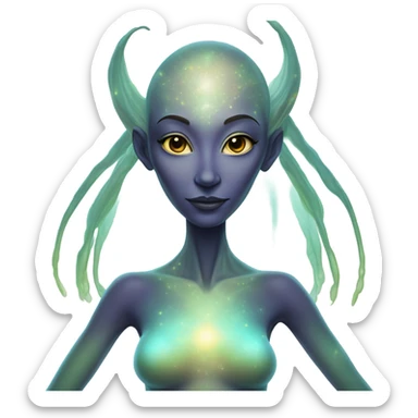 a heavenly alien woman full body sticker