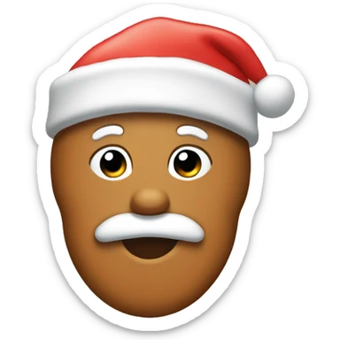 Gingerbread cookie with a light brown Santa Claus hat sticker