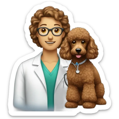 Neurologist and brown poodle sticker