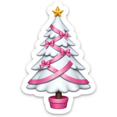 WHITE CHRISTMAS TREE WITH PINK BOWS sticker