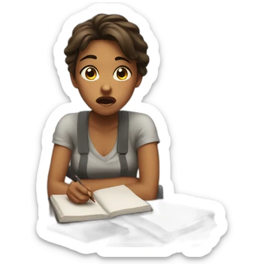 Girl study hungry Angry sticker