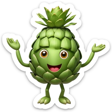 Dancing artichoke with eyes sticker