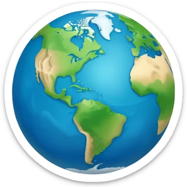 Minimalist Earth globe with landmasses shaped like 812 and also with "812" text written across the globe, iOS emoji style sticker