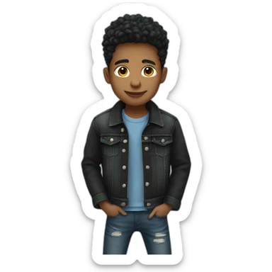 cool boy in denim black jacket sticker