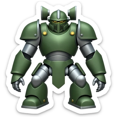high quality green color military factory, brutal, intimidating, harsh angles, heavy armor sticker