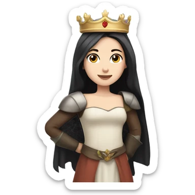 PRINCESS WHITE SKIN, STRAIGHT DARK HAIR, WITH PRINCESS CROWN, WITH MEDIEVAL PRINCESS CLOTHES sticker