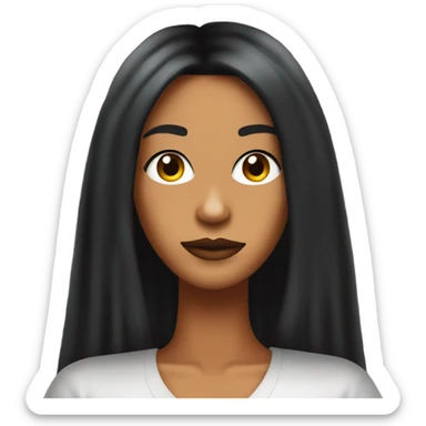 Tanned woman with long black hair dressed in 2000s Y2K hair, makeup, and neon attire sticker