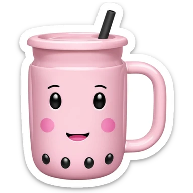 Pink mug with bubble tea, Without a face, Just a pink bubble tea mug sticker