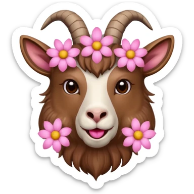 Keçi kafası agzında çicek sticker