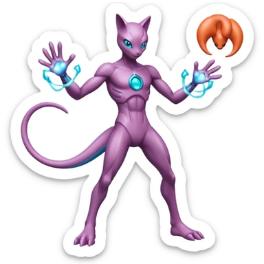 Mewtwo-Deoxys-Fakémon-hybrid-creature (full body)  sticker