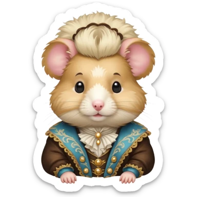 rococo fancy hamster with wig sticker