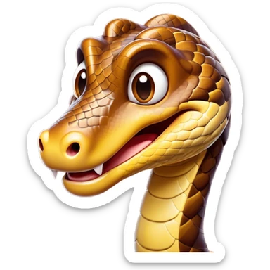 Cinematic Comical Python Portrait Emoji, Head tilted dramatically with an exaggeratedly shocked expression, featuring a robust, patterned body with wide, comically expressive eyes full of humorous disbelief, Simplified yet hilariously expressive features, highly detailed, glowing with a slightly sassy glow, high shine, dramatic yet playful, stylized with an air of quirky reptilian attitude, soft glowing outline, capturing the essence of a meme-worthy python that looks ready to side-eye its way into viral fame! sticker