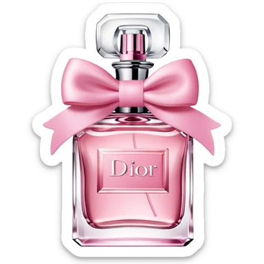 Miss Dior perfume bottle with bow, delicate, luxury sticker