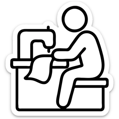 outlined icon of a tailor sewing, no fill sticker