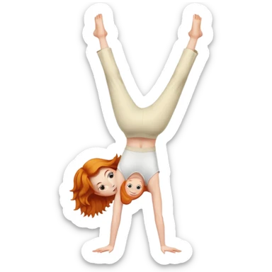 Ginger Girl handstand in cream pants sticker