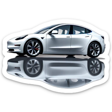 1 Black Tesla Model 3 in high speed motion side view with reflection on floor sticker