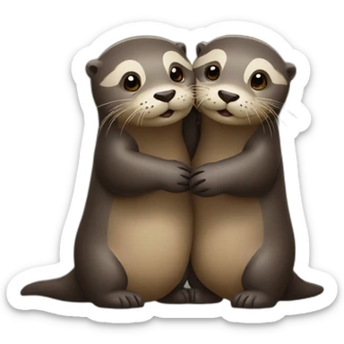 otters holding hands sticker