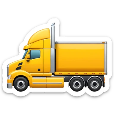 yellow sleeper semi truck with flat bed semi trailer, side view sticker