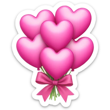 Bouquet of pink hearts with a bow sticker
