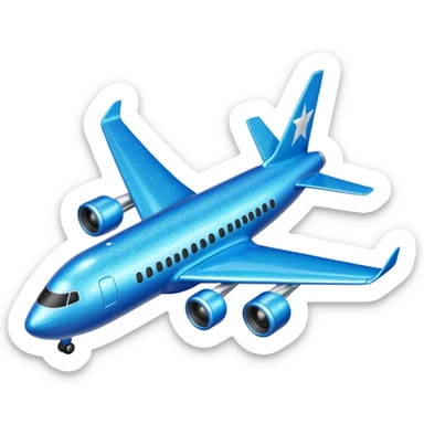 Glitter blue avião sticker