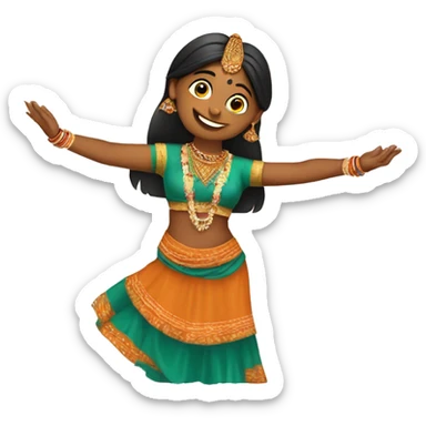 Indian woman in traditional clothes dances.  close-up format. hands above head sticker
